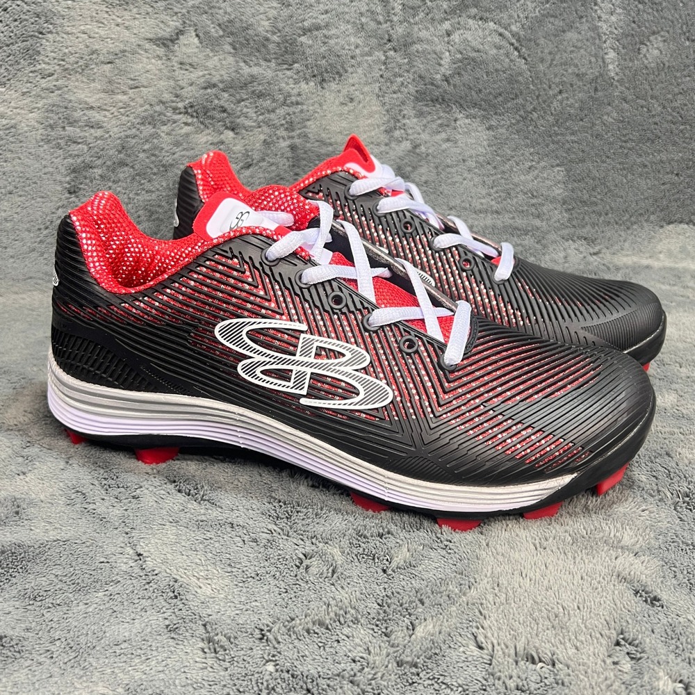 Boombah Spartan Molded Softball Baseball Cleats Black Red Womens 8 Turf Dirt